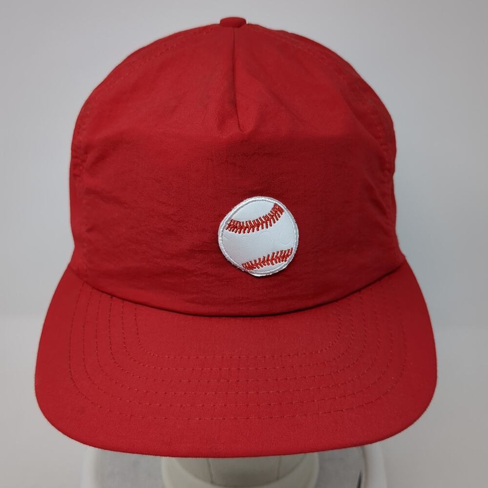 Baseball Snapback Hat Red One Size Solid Adjustab… - image 2